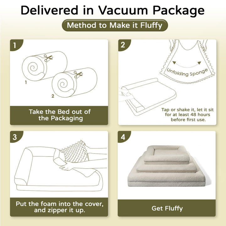 Vaskbar hundeseng | Aftageligt betræk | Ortopædisk bund | Premium hvid boucle-stof